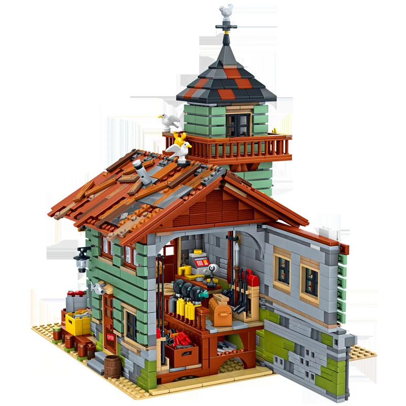 

New SY MOC Series 16050 Old Fishing Store Set Compatible With Legoingly house for Kids
