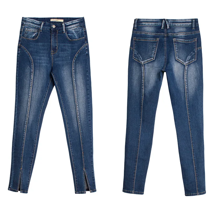 TCJULY, новинка, стильные, раздельные, синие джинсы, женские, обтягивающие, пуш-ап, отбеленные, джинсовые, узкие брюки, уличная мода, тонкие, эластичные по щиколотку, джинсы