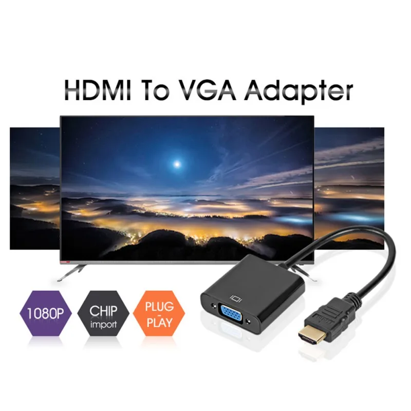 1080P HDMI мужчина к VGA Женский адаптер конвертер с 3,5 мм аудио порт для ПК ноутбука планшета