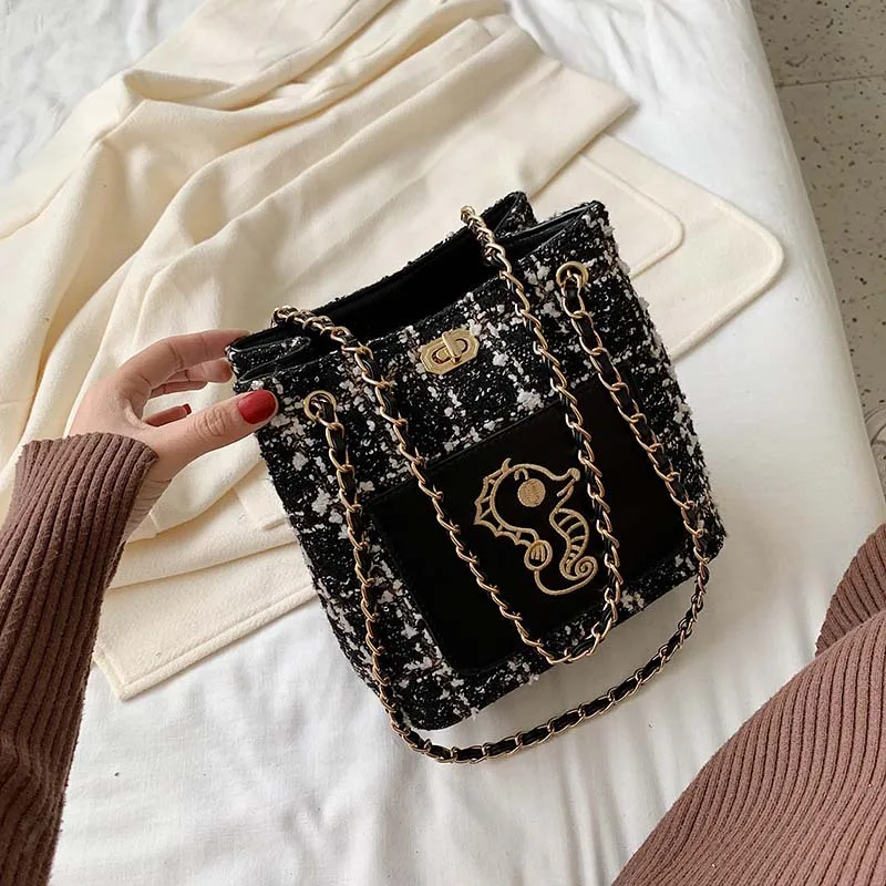

Autumn And Winter Woolen Small Bag Women's 2020 New Style Fashion Korean-style Versatile Shoulder Bag Chain Shoulder Bag Fashion