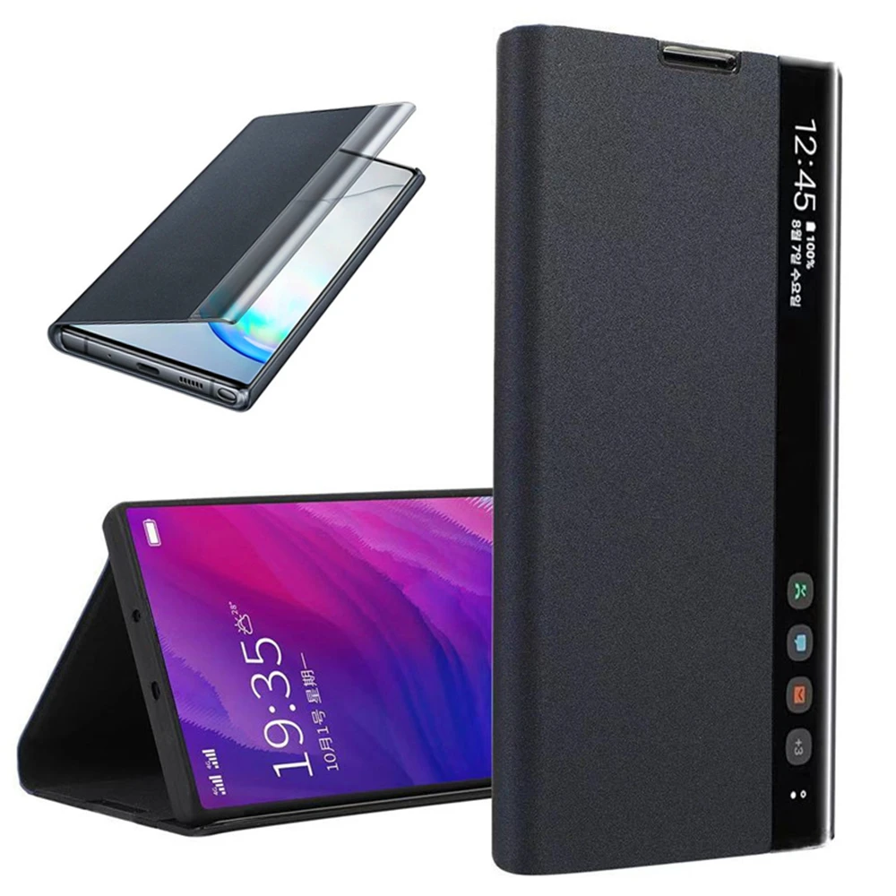 

Side Display Window Flip Case for Samsung Galaxy A80 A40 A9 Star Lite A6 Plus A2 Core M30S TPU Leather Smart Sleep Awake Cover