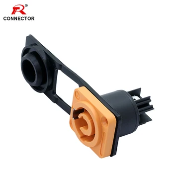 

100pcs Waterproof Powercon Connector NAC3MPA-1, 3 Pins 250V 20A, Female Chassis Socket Panel Mount, Orange Color