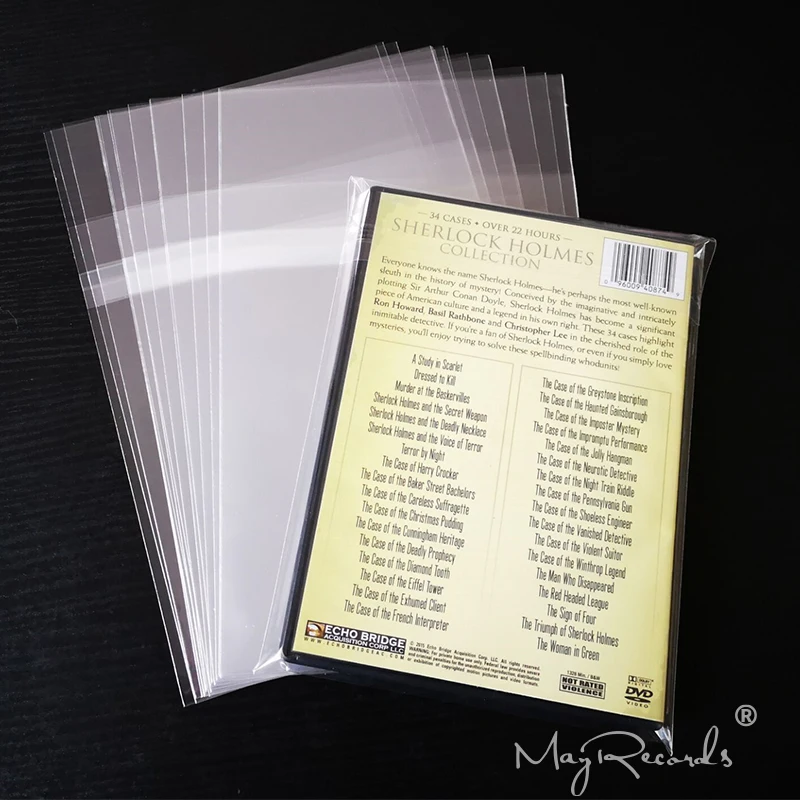 DVD 블루레이 디스크용 투명 방진 재밀봉 가능 보호 외부 슬리브 20개