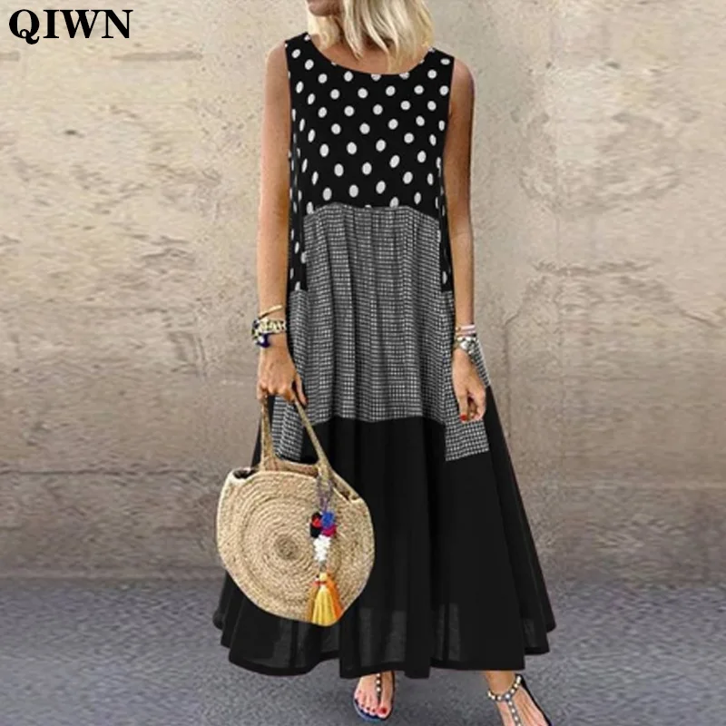 

2020 Women'S Summer Sundress Vintage Bohemian Ruffle Floral Printed Maxi Long Dress Casual Sleeveless Tank Vestidos Female Robe