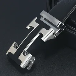 2021 Models Brand-Name Leather Automatic Buckle Top Layer Belt Pure Men's Business Pants Belt H-Shaped Belt Buckle
