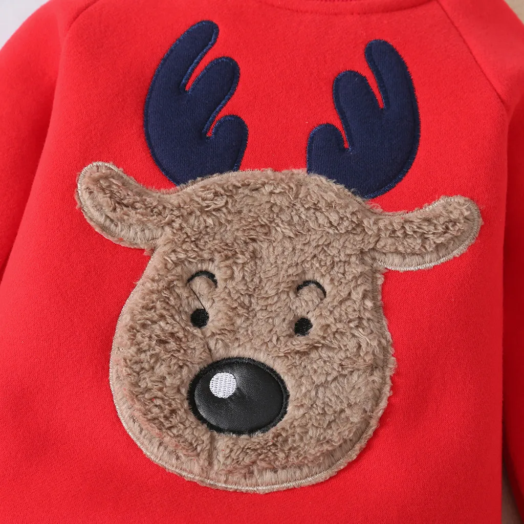 Одежда для младенцев; Толстый комбинезон с рождественским принтом оленя для маленьких мальчиков и девочек; Спортивный костюм; повседневный комбинезон с рисунком для дошкольников
