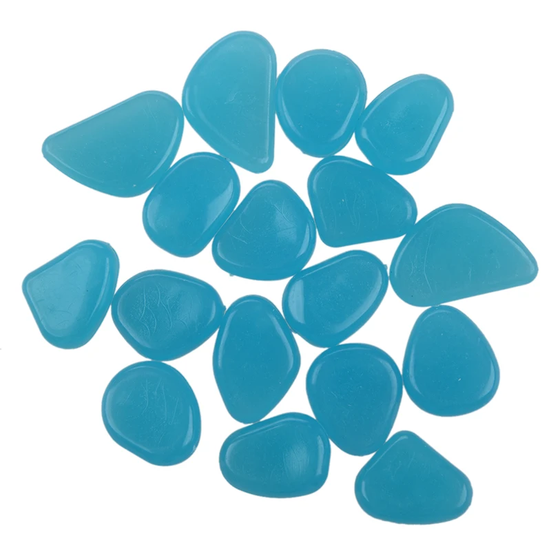 

100 Man-Made Glow in the Dark Pebbles Stone for Garden Walkway Sky Blue