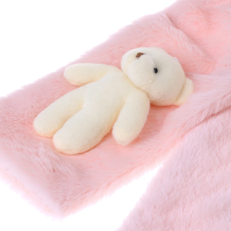 Модные детские шарфы из искусственного меха с милым медведем; теплая зимняя мягкая шаль для детей