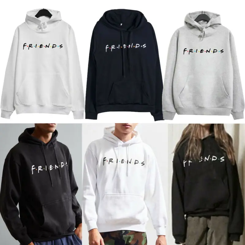 Goocheer Unisex Men Women FRIENDS Letter Print Couple Matching Hoodies Jumper Hooded Sweatshirt Autumn Fashion Sweatshirt