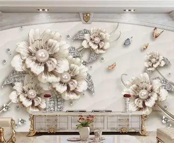

CJSIR High-quality 3d Wallpaper Murals Exquisite Luxury Stereo Jewelry Flowers TV Background Wall Wallpaper for Walls 3 d