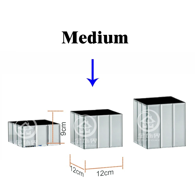 Современный, Зеркальный органайзер для макияжа, зеркальная ваза, сухой инструмент для цветов, держатель для ручек, Ювелирная кисть, футляр для хранения, офисный стол, органайзер, куб - Цвет: Medium