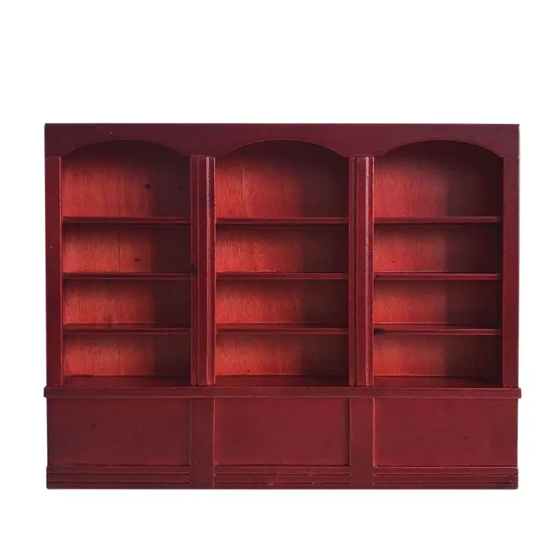 1:12 Dollhouse Red Bookshelf Miniature Bookcase Furniture Decorative Accessories R9UE