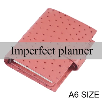 

Limited Imperfect Genuine Leather Rings Notebook A6 Planner Ostrich Grain Organiser Journal Sketchbook Agenda With Big Pocket