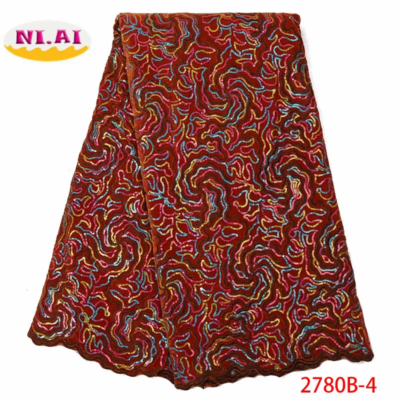NIAI, французский стиль кружева ткани с блестками и бархат африканская ткань с пайетками для вечерние нигерийские кружева ткань XY2780B-1