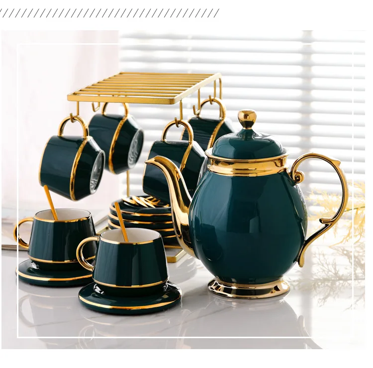 Европейский роскошный позолоченный набор кофейных чашек и блюдца, керамический домашний чайный набор с подстаканником, европейский стиль, чайные чашки и блюдца