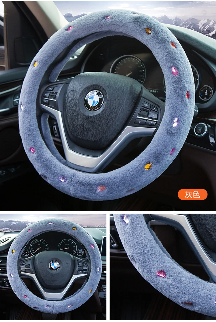 KKYSYELVA зимняя крышка рулевого колеса автомобиля теплая плюшевая Защитная крышка рулевого колеса 38 см аксессуары для интерьера