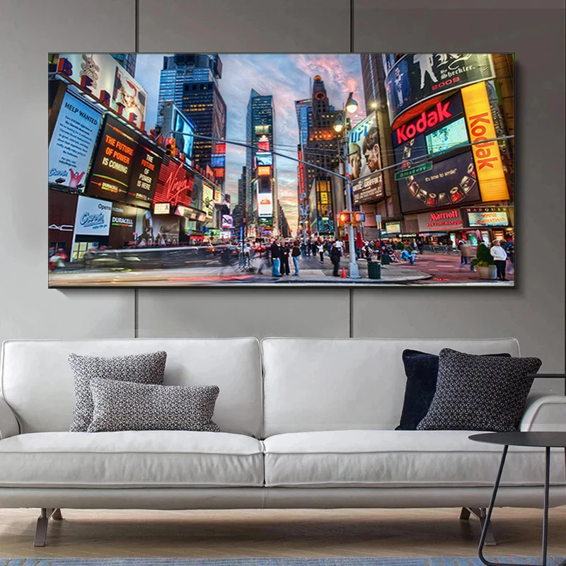 New York City Time Square Building Canvas Painting Modern Posters and Prints Wall Art Picture Cuadros for Living Room Home Decor | Дом и сад