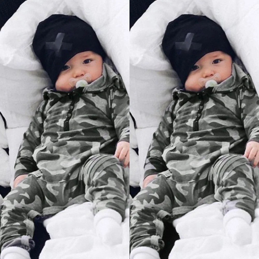 Infant Baby Boys Girls Camouflage Print Hooded Romper Jumpsuit Clothes Outfits Costume Baby Clothes Romper Jumpsuit for baby boy