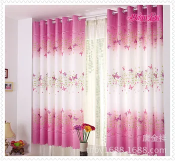 

Fresh Pastoral Style Bedroom Balcony Curtain Printed butterfly lian Short Curtain