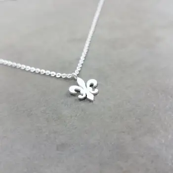 

Fleur de Lis Necklaces For Women Faith Jewelry Stainless Steel Flower Lily Saint Nicholas Lotus Catholic French Royalty Collier