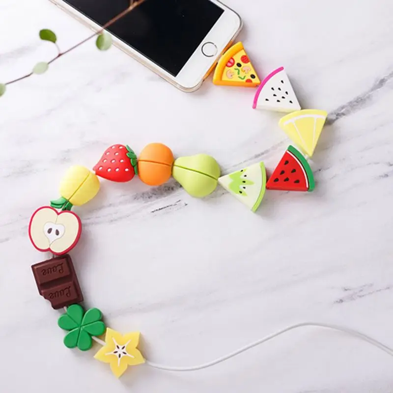 

Cute Fruit Pattern USB Cable Protector Soft Silicone Charger Wire Holder Organizer Protection for iPhone Smart Phone Connector A