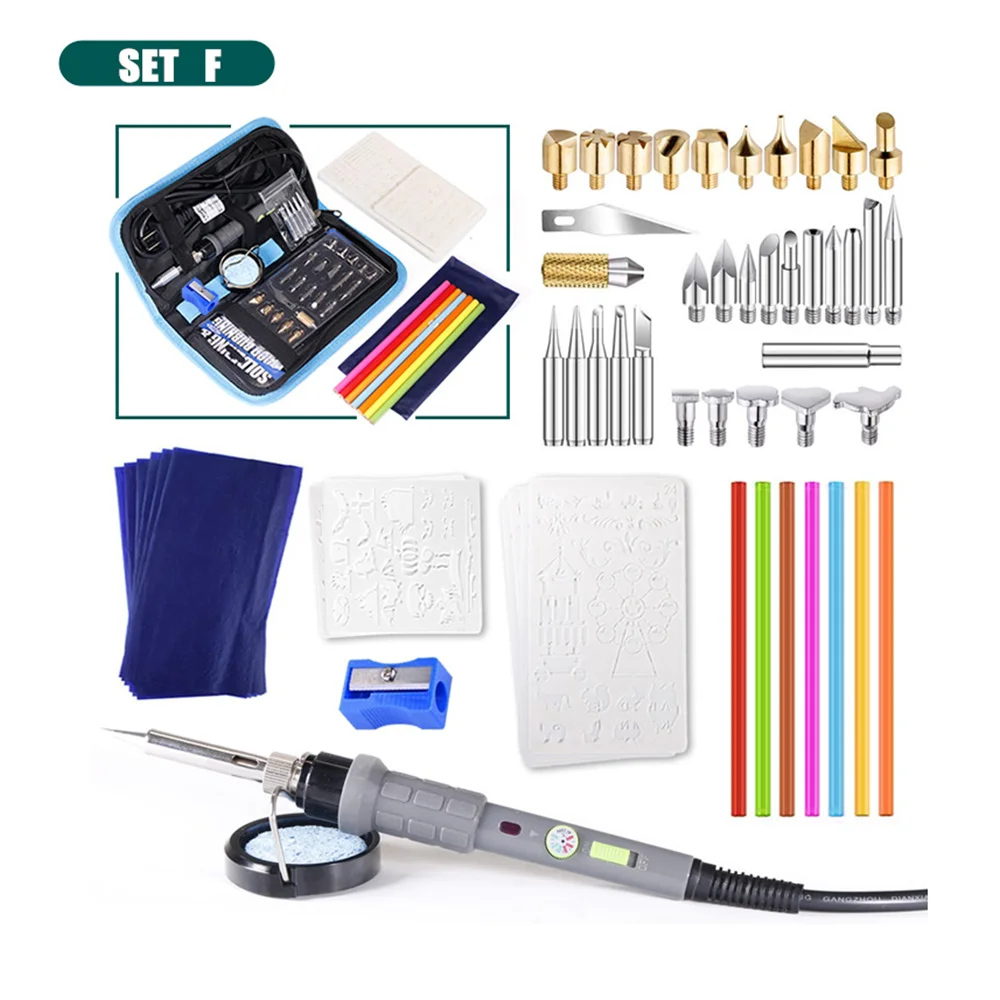 PJLSW Wood Burning Kit Carving Pyrography Pen Kit 60W Adjustable Temperature Soldering Iron Welding Wood Embossing Burning set