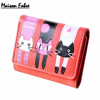 

Maison Fabre Coin Purse Wallet Cat Patter Short Wallet Coin Purse Woman Card Holders Handbag Bags For Women 2020