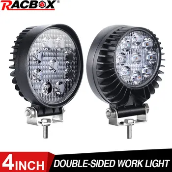 

2020 New LED Work Lights 4 Inch Double Side White And Amber Flood Deam Lighting Warning Light Fog Lamp Cars Universal DC 12V 24V