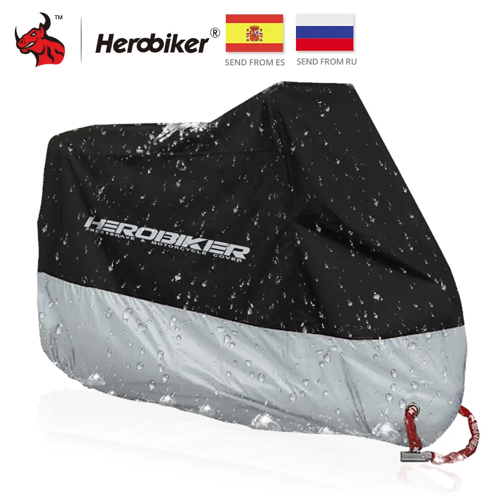 

HEROBIKER Motorcycle Cover Outdoor Uv Protector Scooter Cover Bike Waterproof Dustproof Moto Rain Cover Indoor Lock-holes Design