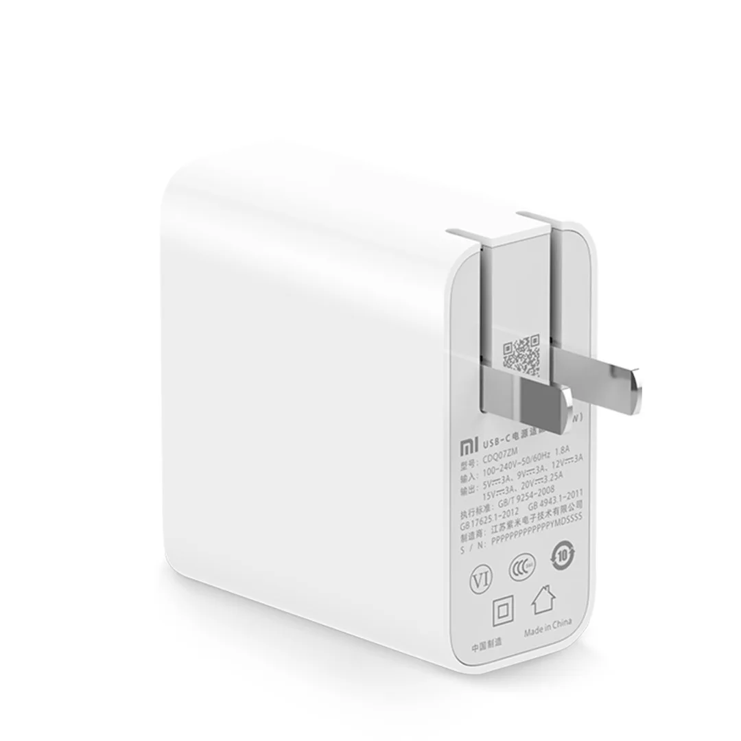 Xiaomi CDQ07ZM USB-C 65 Вт адаптер питания CN вилка адаптер ноутбука маршрутизация Быстрая Зарядка мобильное зарядное устройство для комьютера
