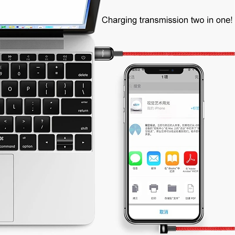 TOTU 1,2 м нейлоновый USB кабель для зарядки телефона для Iphone Xs Max 5 в а Интеллектуальный кабель для зарядки с выключением питания и датой