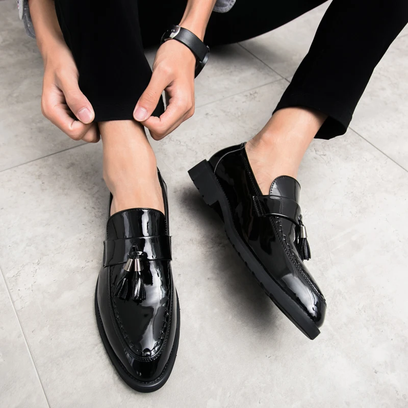 mens shiny loafers