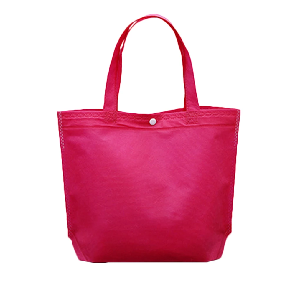 Новое поступление, качественная многоразовая складная сумка для покупок с кнопками, прочная Нетканая Сумка-тоут, сумка для хранения, экологически чистые сумки для продуктов - Цвет: Rose