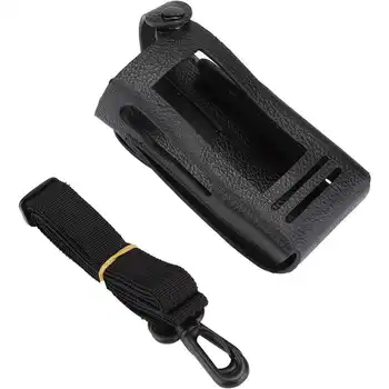 

adaptador transmitter Walkie-Talkie Hard Leather Case Cover with Back Clip + Nylon Shoulder Strap for