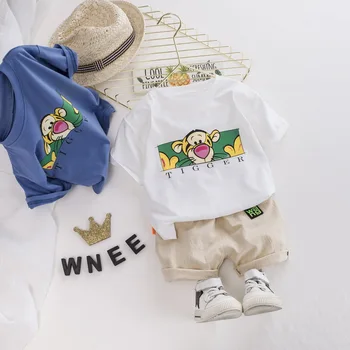

Baby boy clothes cartoon tiger letter printed cotton T-shirt shorts two-piece summer short-sleeved casual sports baby boy suit