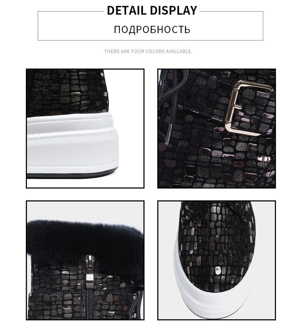 ENMAYER/ г. Модные ботинки из натуральной кожи на платформе с круглым носком без застежки зимние ботинки женские ботинки из овечьей кожи с коротким плюшем размеры 34-40