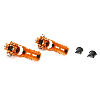 

22mm Highway Foot Pegs For KTM Pipes Triumph Tiger Explorer Clamps Black/Orange