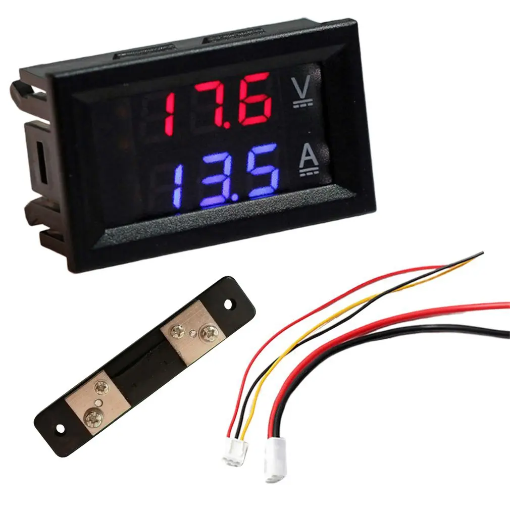 Светодиодный цифровой вольтметр Амперметр Us Dc 100V 10/50 / 100A Вольтметр Led двойной
