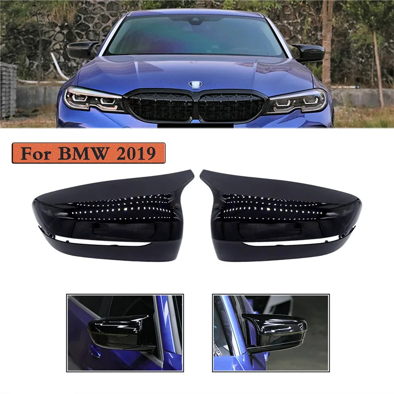 

1 Pair Car Side Rearview Mirror Decoration Shell Protection Cover ABS Piano Black Mirror Cover for BMW 3 series 5-G20 2019