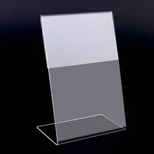 

New 10pcs/lot High Quality Clear 6x9cm L Shape Acrylic Table Sign Price Tag Label Display Paper Promotion Card Holder Stand