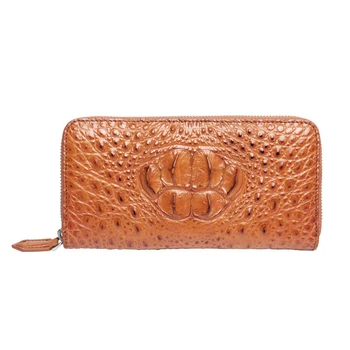 

Women's bag crocodile wedding Leather Vintage luxury brown long Billeteras delgada European style designer purses free shipping