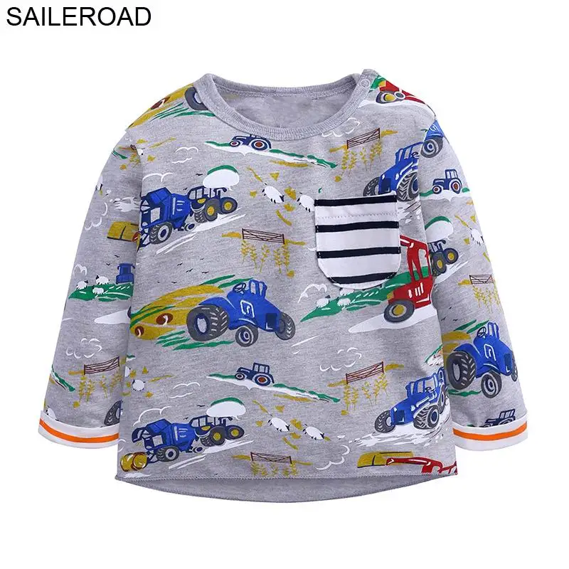 SAILEROAD/хлопковая Футболка для детей 2-7 лет, новые Весенние футболки с длинными рукавами для маленьких мальчиков, футболки с рисунками, Muchacho Camisa De T - Цвет: 7898 same picture