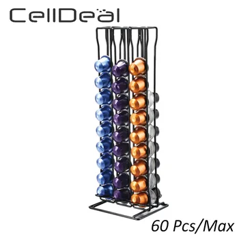 

CellDeal 60Pcs Coffee Capsules Dispensing Tower Dispenser Capsule Coffee Pod Holder Stand Fits Nespresso Capsule Storage Shelf