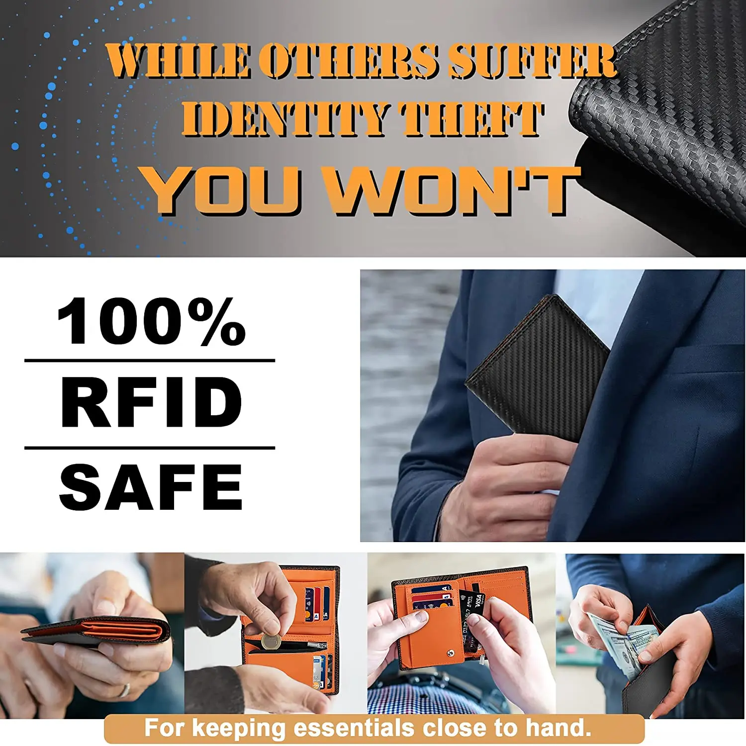 TEEHON Carbon włókno skórzane portfel męski kieszonka na monety RFID etui na karty kredytowe pół rozpiętości projekt czarna torebka 5 TEEHON Carbon włókno skórzane portfel męski kieszonka na monety RFID etui na karty kredytowe pół rozpiętości projekt czarna torebka 5