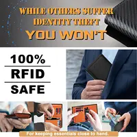 TEEHON Carbon włókno skórzane portfel męski kieszonka na monety RFID etui na karty kredytowe pół rozpiętości projekt czarna torebka 5