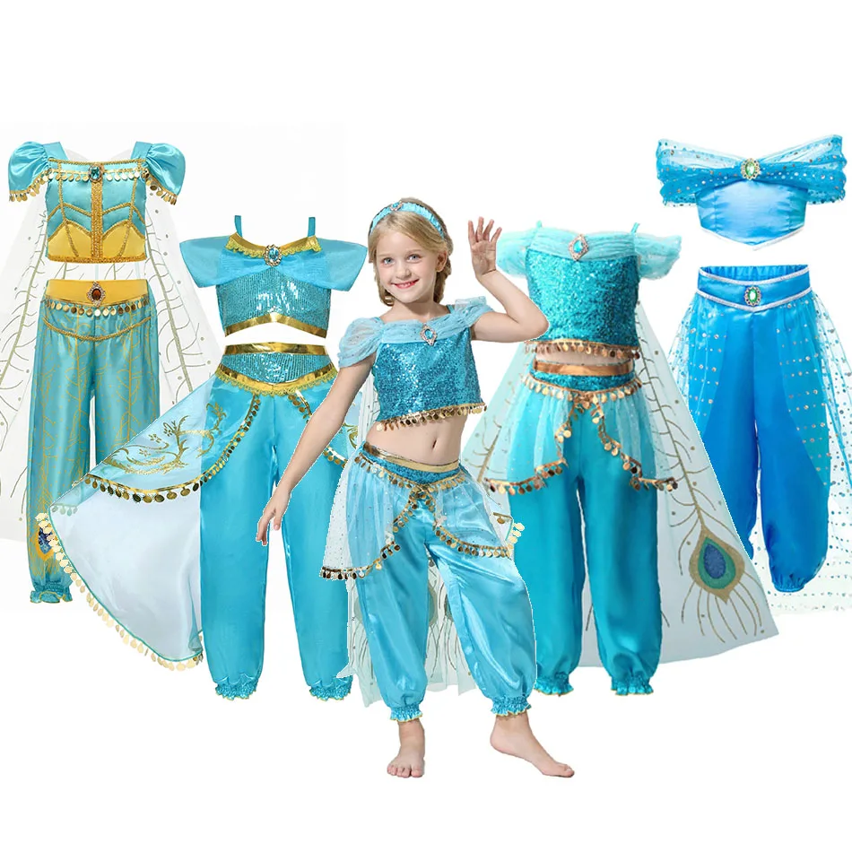 Hot Sale Girl Halloween Costume Dress-Up-Clothes Party-Supplies Arabian Jasmine Carnival Blue exoqn9ozx