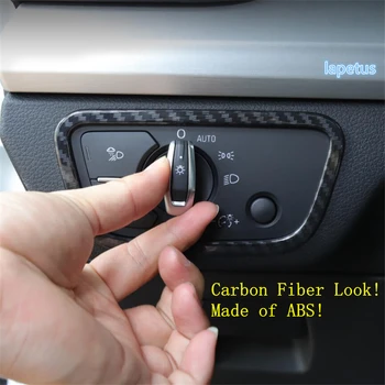 

Lapetus Head Lights Lamp Switch Button Decoration Frame Cover Trim Fit For Audi Q5 2018 2019 2020 ABS Matte / Carbon Fiber Look