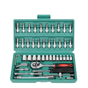 

46Pcs/Set Mechanics Car Hand Tool Set Carbon Steel Combination Set Wrench Socket Spanner Screwdriver For Auto Repair Toolbox