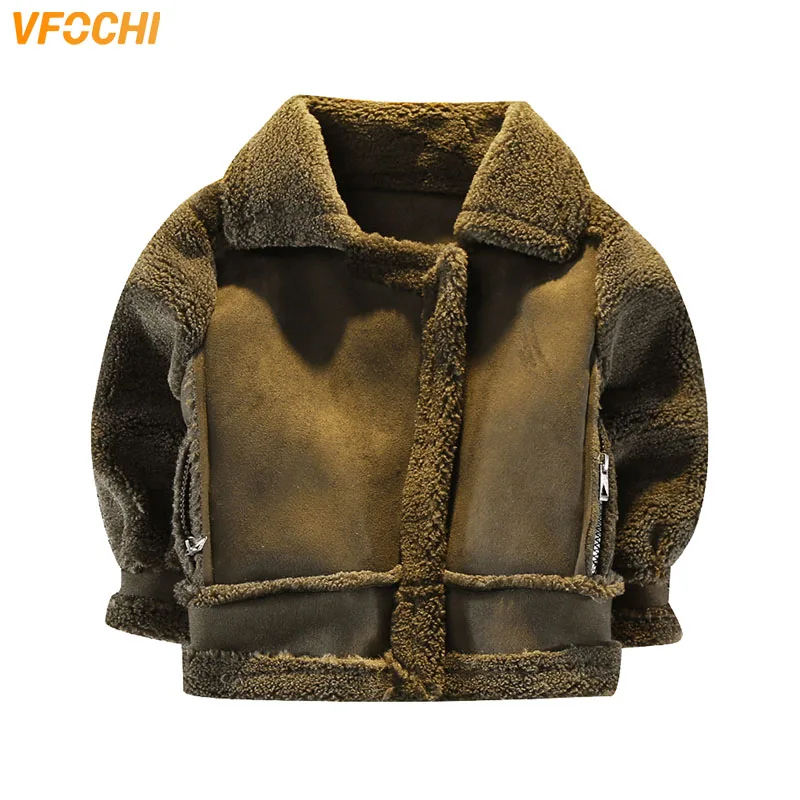 

VFOCHI New Boys Girls Wool Coat Suede Jacket Winter Kids Windproof Coat Children Clothing Unisex Boys Girls Wool Coat Outerwear
