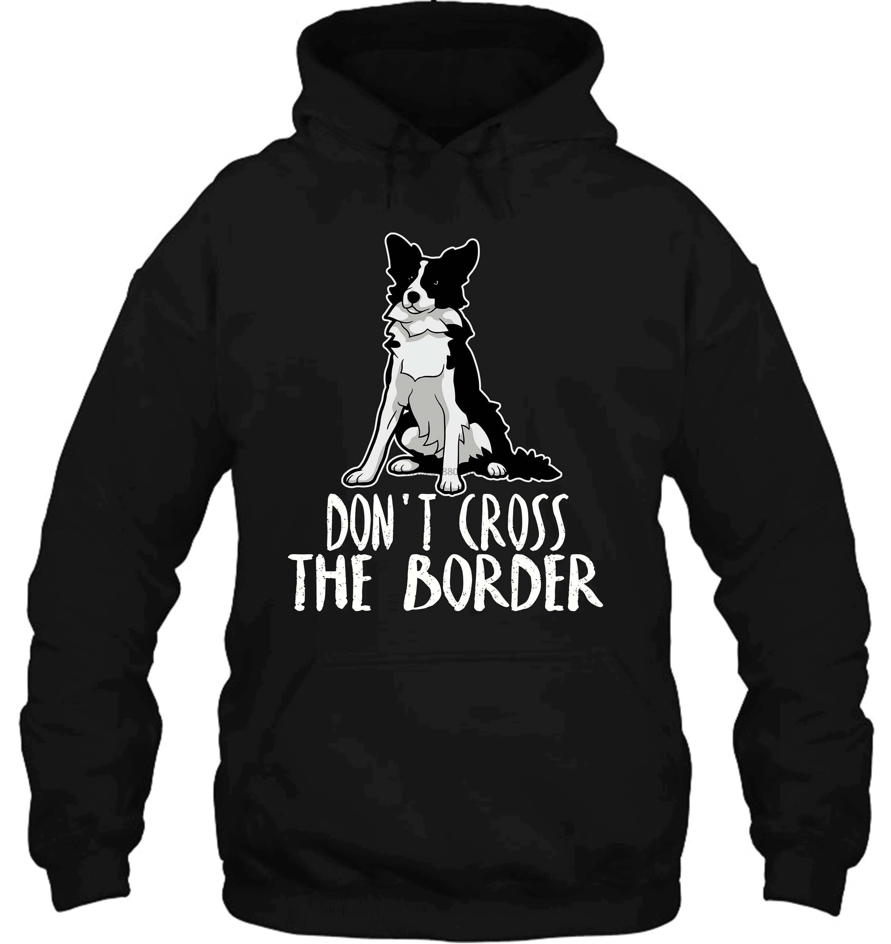 Мужская толстовка с капюшоном с надписью «Dont cross the border»; женская уличная одежда с изображением забавной собаки